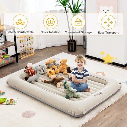 Inflatable Toddler Travel Bed with Electric Pump for Kids Room Bedroom-Grey