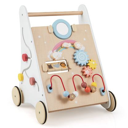 7 in 1 Baby Wooden Baby Walker for 1+ Year Old-White