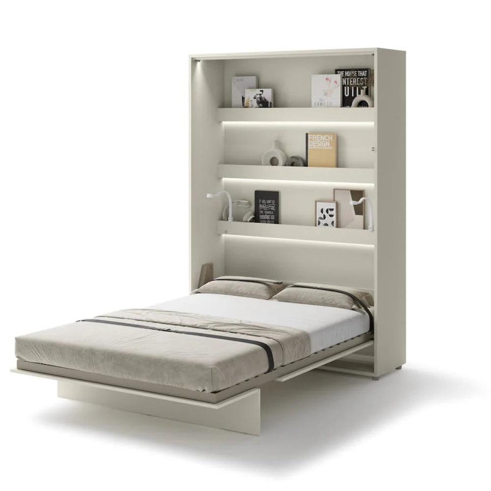 BC-01 Vertical Wall Bed Concept 140cm With Storage Cabinets and LED
