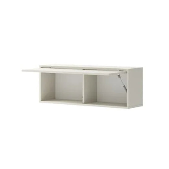 White wall-mounted shelf on a white background