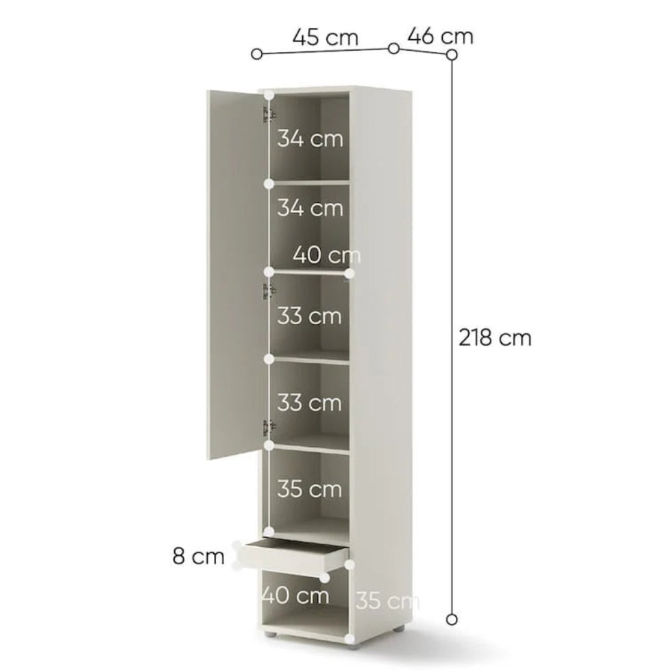 BC-01 Vertical Wall Bed Concept 140cm With Storage Cabinets and LED