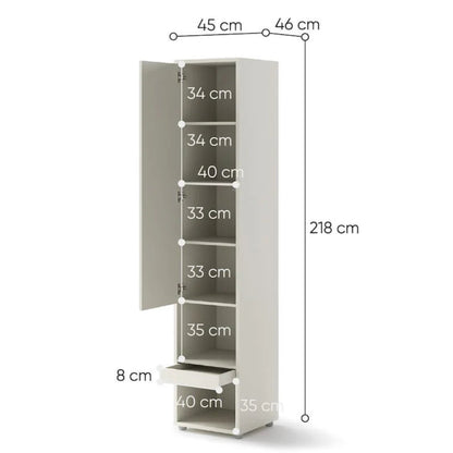 BC-01 Vertical Wall Bed Concept 140cm With Storage Cabinets and LED