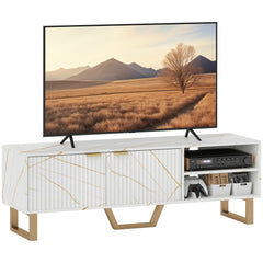 HOMCOM Marble Effect TV Unit, TV Stand Cabinet for up to 70