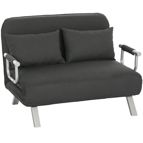 HOMCOM Two-Seater Click-Clack Sofa Bed - Charcoal Grey