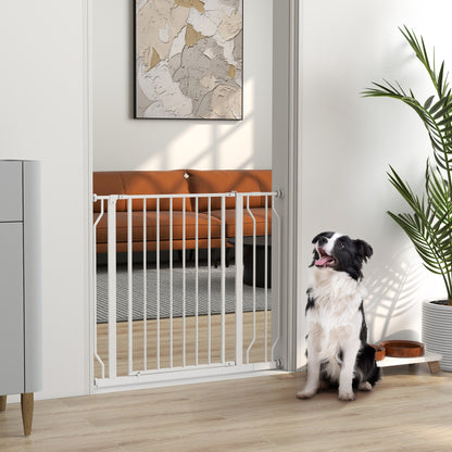 PawHut Wide Dog Safety Gate, with Door Pressure, for Doorways, Hallways, Staircases - White