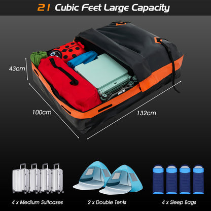 560L Rooftop Cargo Carrier Waterproof Car Roof Bag for All Vehicles-Orange