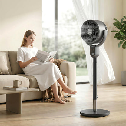 HOMCOM 20 dB Silent Standing Fan for Bedroom, 42" Pedestal Fan with Remote, 90Â° Oscillating, 8 Speeds, Remote Control, Grey