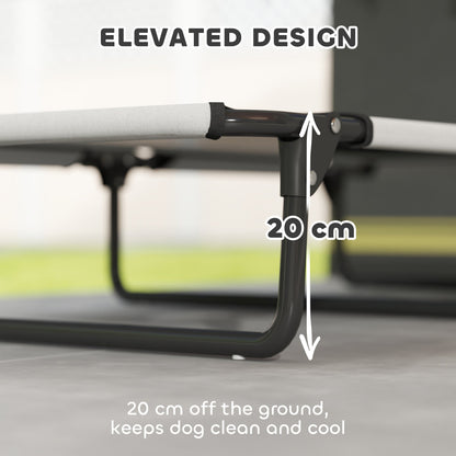 PawHut Portable Raised Dog Bed, Elevated Pet Cot with Breathable Mesh for Indoor Outdoor, for Large Dogs, Light Grey