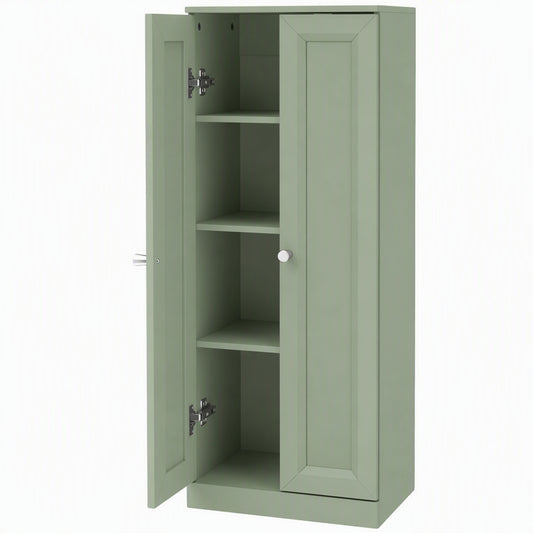 HOMCOM Narrow Bathroom Cabinet, Slim Storage Cabinet with 2 Doors & 4 Tiers, Freestanding Narrow Cupboard