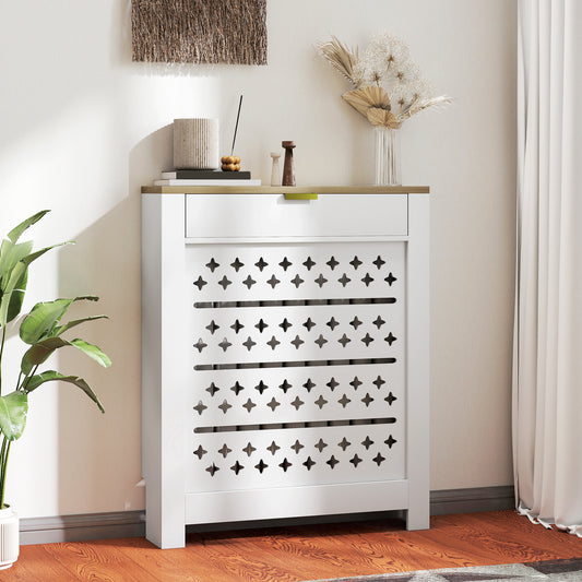 HOMCOM 78 x 19 cm Minimal Radiator Cover, with Drawer - White