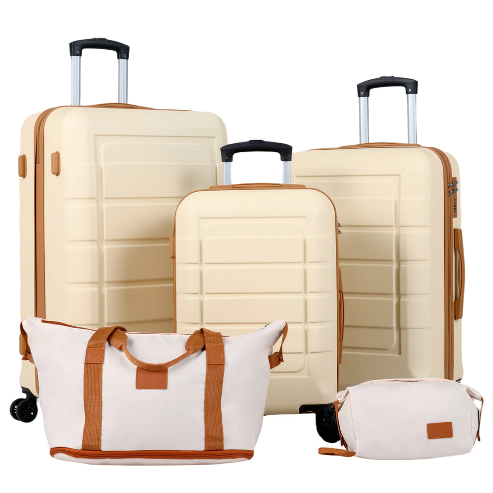 5-Piece Luggage Set with Universal Wheels and ABS Hard Shell for Travel-Beige