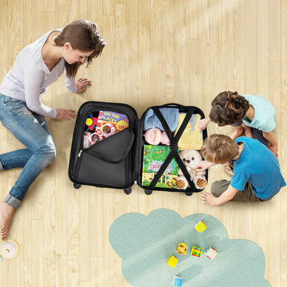 2 Pieces Kids Luggage Set with Wheels and Height Adjustable Handle-Blue