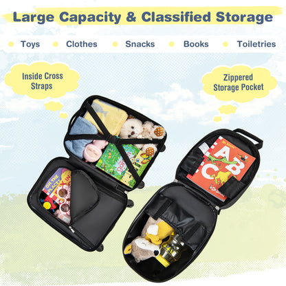 2 Pieces Kids Luggage Set with Wheels and Height Adjustable Handle-Blue