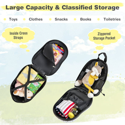 2 Pieces Kids Luggage Set with Wheels and Height Adjustable Handle-White &amp; Black