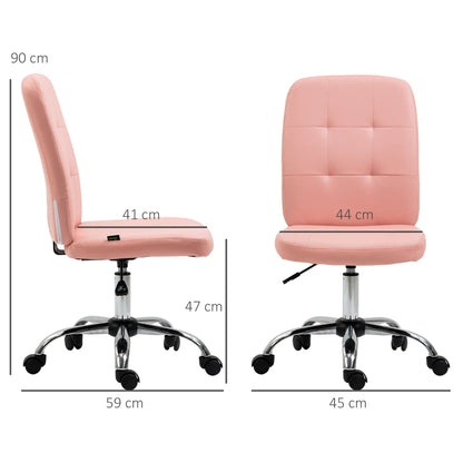 Vinsetto Armless Faux Leather Office Chair - Pink