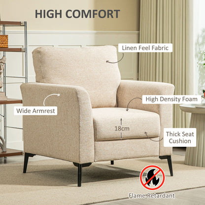 HOMCOM Linen-Look Armchair - Beige