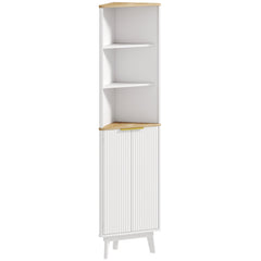 HOMCOM Tall Bathroom Storage Cabinet, Slim Bathroom Storage Unit with Doors and Adjustable Shelves, Freestanding Bathroom Cabinet with Curved Profile Design, White