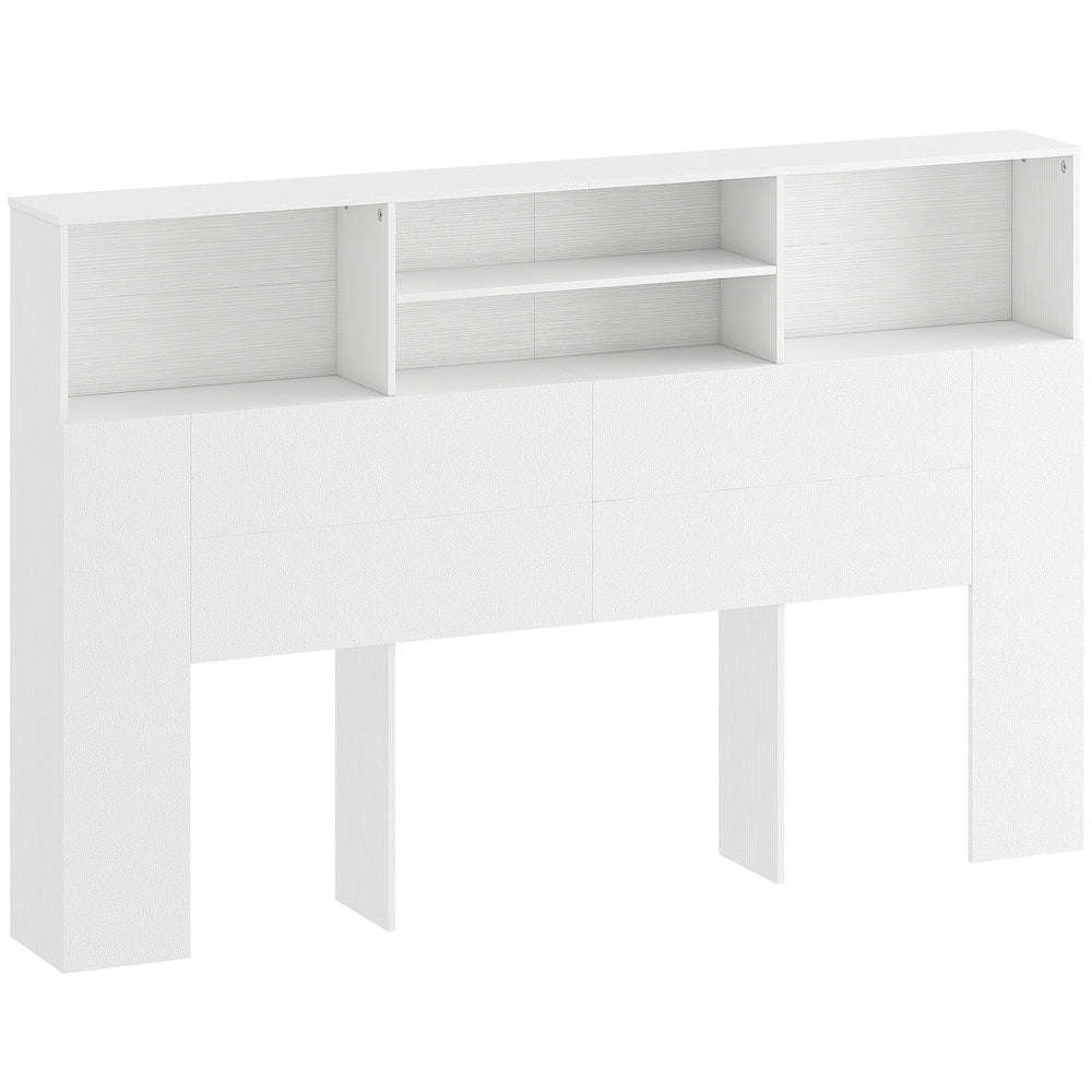 HOMCOM King-Size Headboard with Storage, Freestanding Bed Headboard with 4 Open Compartments for Bedroom, White