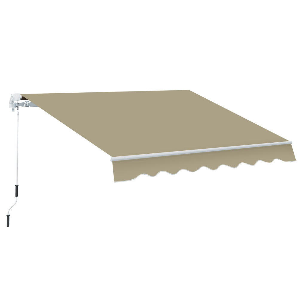 Outsunny 2.5x2 m Manual Retractable Awning-Khaki Canopy, White Frame
