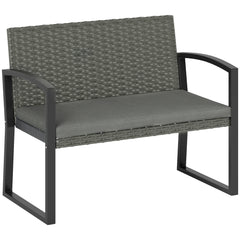 Outsunny Two-Seater Rattan Garden Bench - Light Grey