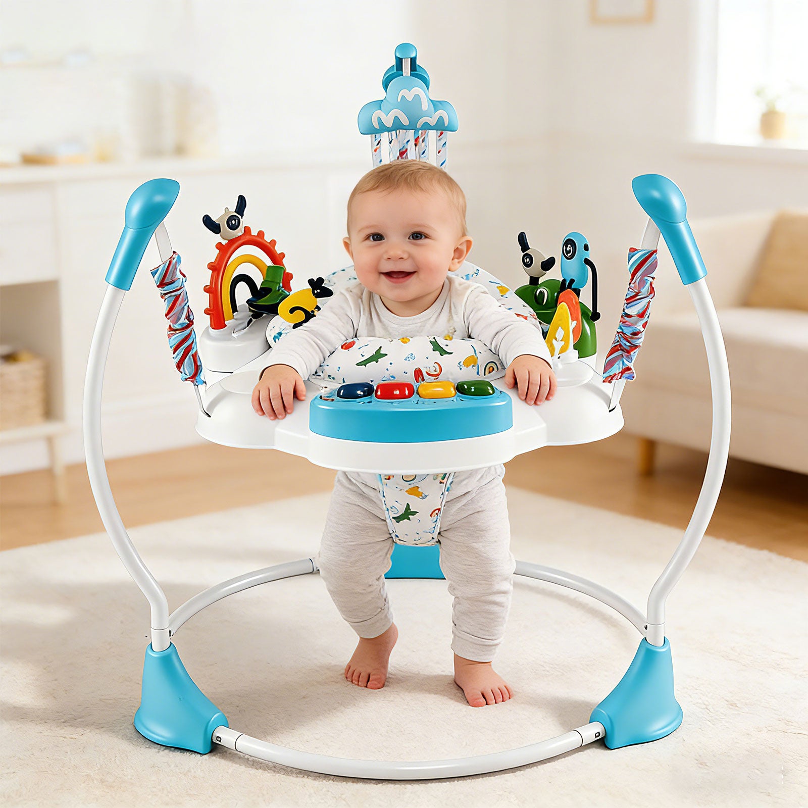 Baby Activity Center Baby Jumper and Bouncer with 6 Interactive Toys for Babies Age 6 Months +-Green