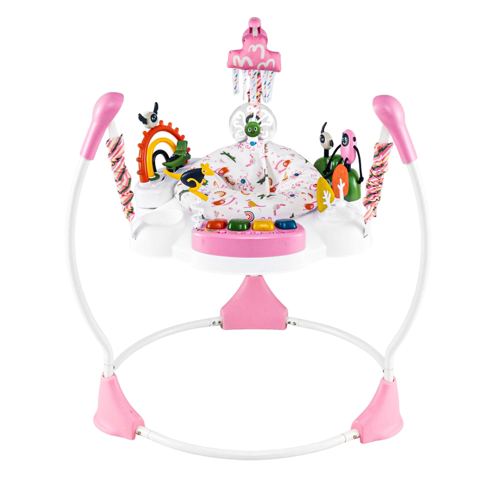 Baby Activity Center Baby Jumper and Bouncer with 6 Interactive Toys for Babies Age 6 Months +-Light Pink