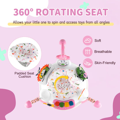Baby Activity Center Baby Jumper and Bouncer with 6 Interactive Toys for Babies Age 6 Months +-Light Pink