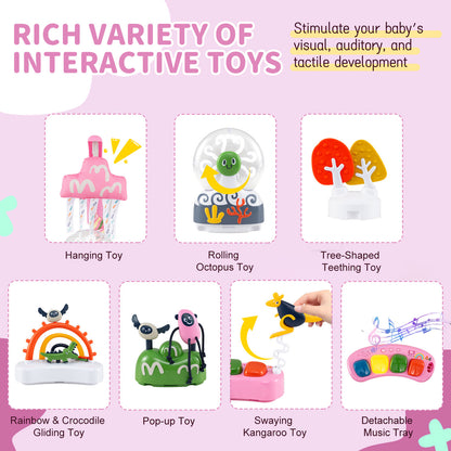 Baby Activity Center Baby Jumper and Bouncer with 6 Interactive Toys for Babies Age 6 Months +-Light Pink