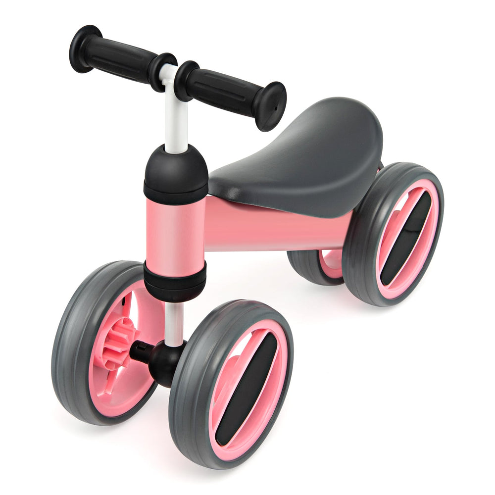 Baby Balance Bike with 4 Wheels and Limited Steering-Pink