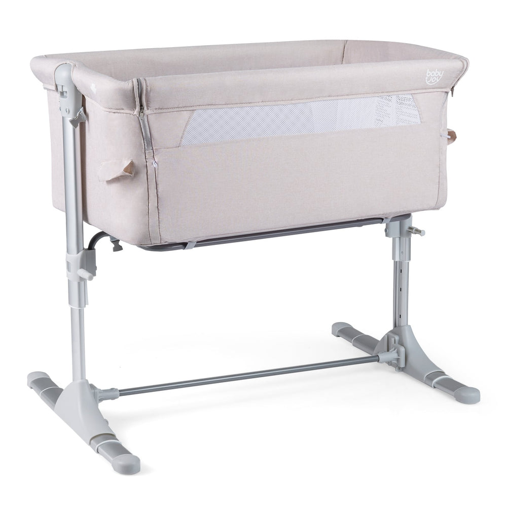 Baby Bassinet Crib Bedside Sleeper with Adjustable Height-Beige