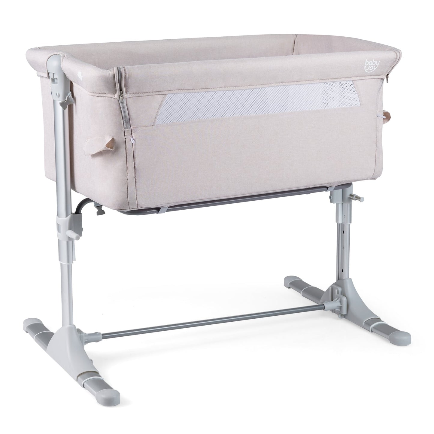 Baby Bassinet Crib Bedside Sleeper with Adjustable Height-Beige