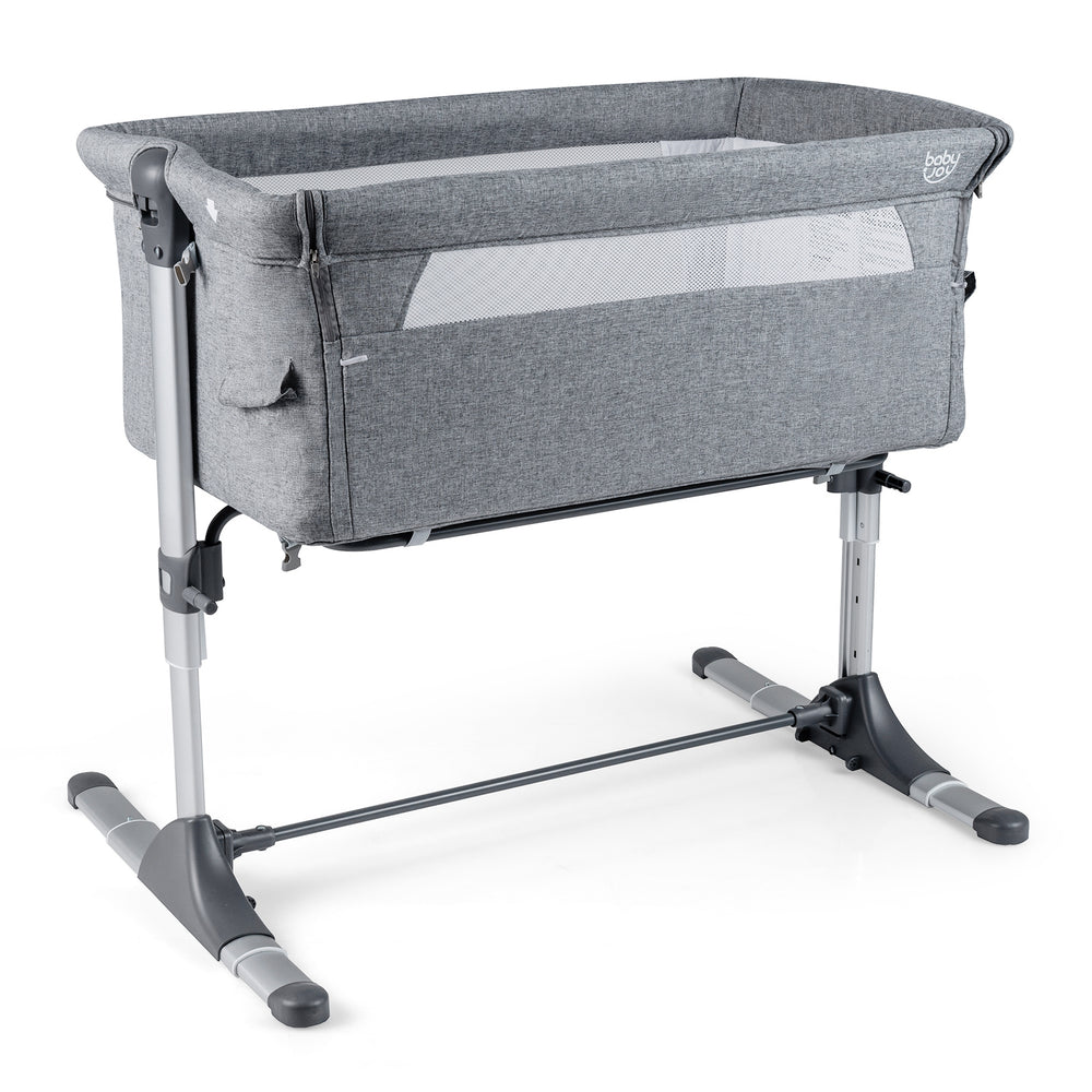 Baby Bassinet Crib Bedside Sleeper with Adjustable Height-Grey