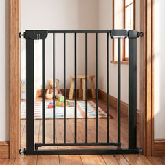 Baby Gate for Stairs Pressure Mounted Auto-Close Door Gate-Black