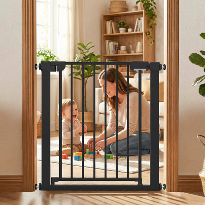 Baby Gate for Stairs Pressure Mounted Auto-Close Door Gate-Black