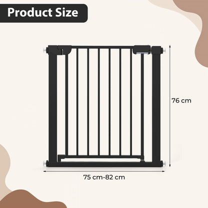 Baby Gate for Stairs Pressure Mounted Auto-Close Door Gate-Black