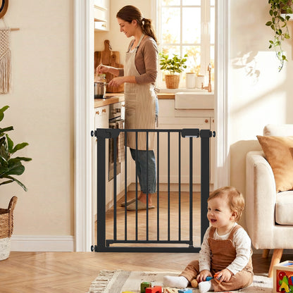 Baby Gate for Stairs Pressure Mounted Auto-Close Door Gate-Black