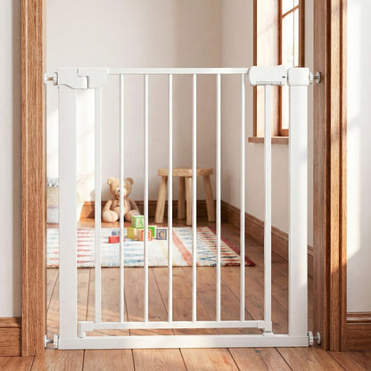 Baby Gate for Stairs Pressure Mounted Auto-Close Door Gate-White