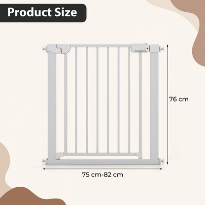 Baby Gate for Stairs Pressure Mounted Auto-Close Door Gate-White