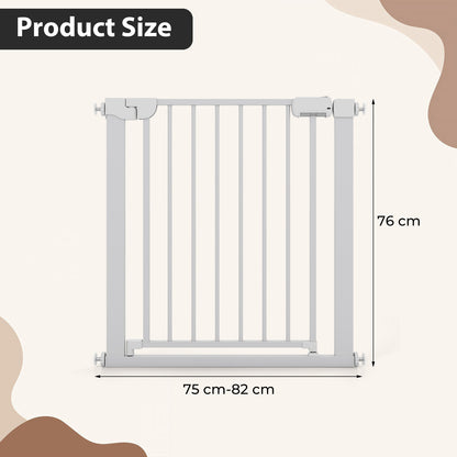 Baby Gate for Stairs Pressure Mounted Auto-Close Door Gate-White