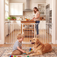 Baby Gate for Stairs Doorways 3-Panel Hardware-Mounted Safety Pet Gate-White
