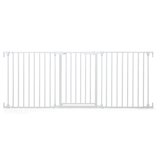 Baby Gate for Stairs Doorways 3-Panel Hardware-Mounted Safety Pet Gate-White