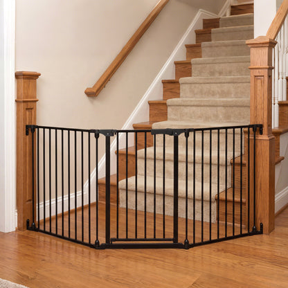 Baby Gate for Stairs Doorways 3-Panel Hardware-Mounted Safety Pet Gate-Black