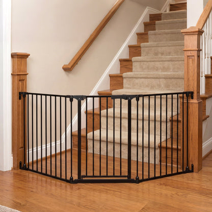 Baby Gate for Stairs Doorways 3-Panel Hardware-Mounted Safety Pet Gate-Black