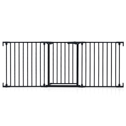Baby Gate for Stairs Doorways 3-Panel Hardware-Mounted Safety Pet Gate-Black