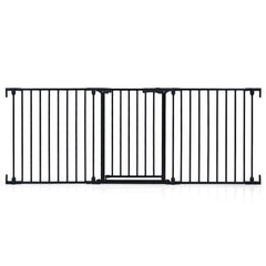 Baby Gate for Stairs Doorways 3-Panel Hardware-Mounted Safety Pet Gate-Black