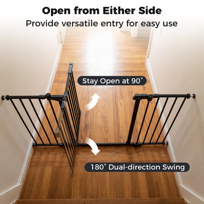 Baby Gate for Stairs Doorways 3-Panel Hardware-Mounted Safety Pet Gate-Black