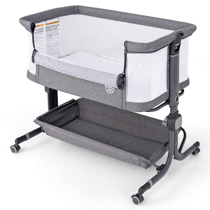 Baby Bassinet Bedside Sleeper with 6-Level Adjustable Height and Storage Shelf-Dark Grey