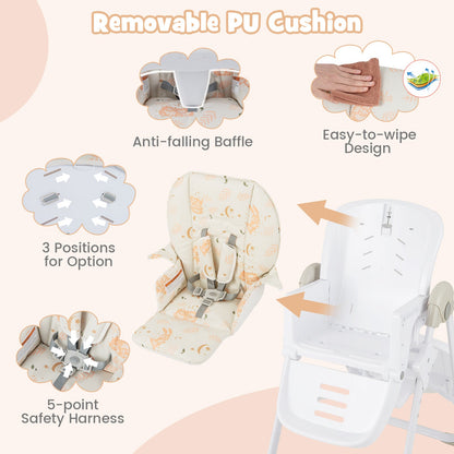 Baby Highchair with Removable Tray for 6-36 Months-Orange