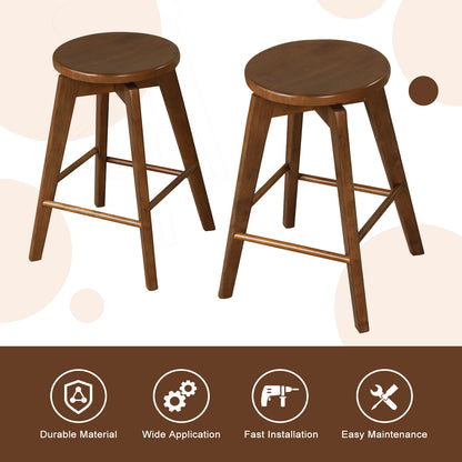 Backless Bar Stool Set of 4 360° Swivel Counter Height Bar Chairs