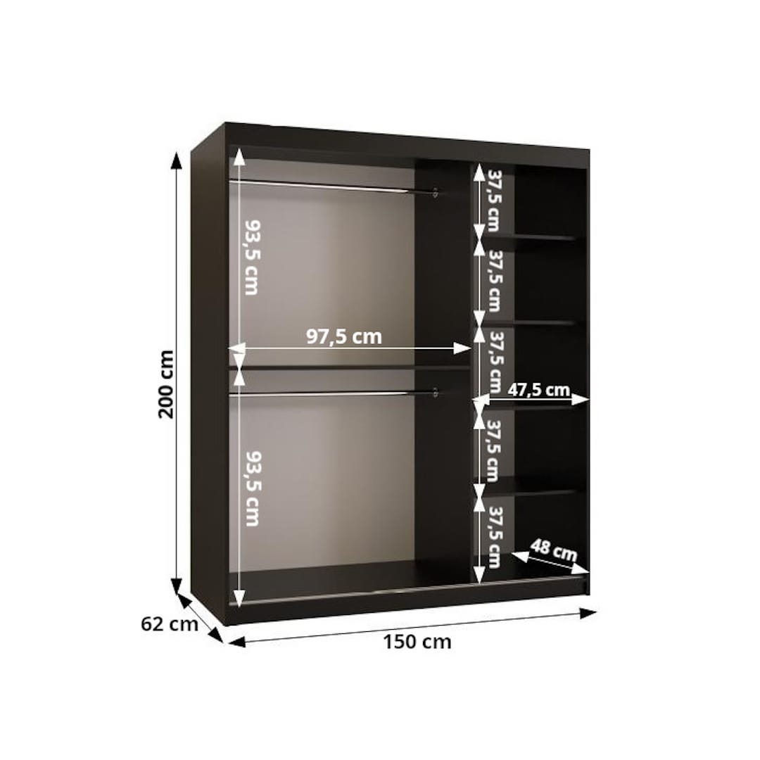 Bahrain III Sliding Door Wardrobe 150cm